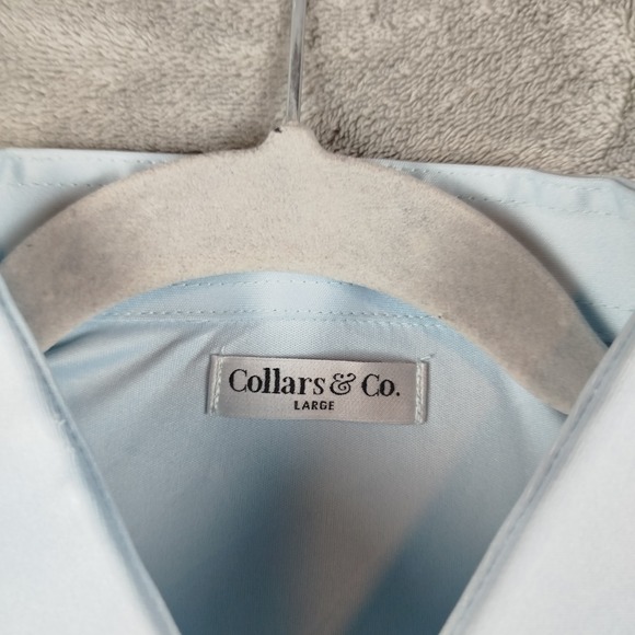NWOT Collars and Co Collar Polo Golf Shirt Mens Large Light Blue Solid Flat - Picture 5 of 11